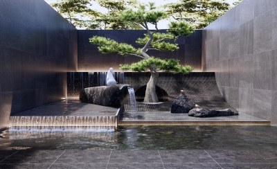 现代假山水景3D模型下载